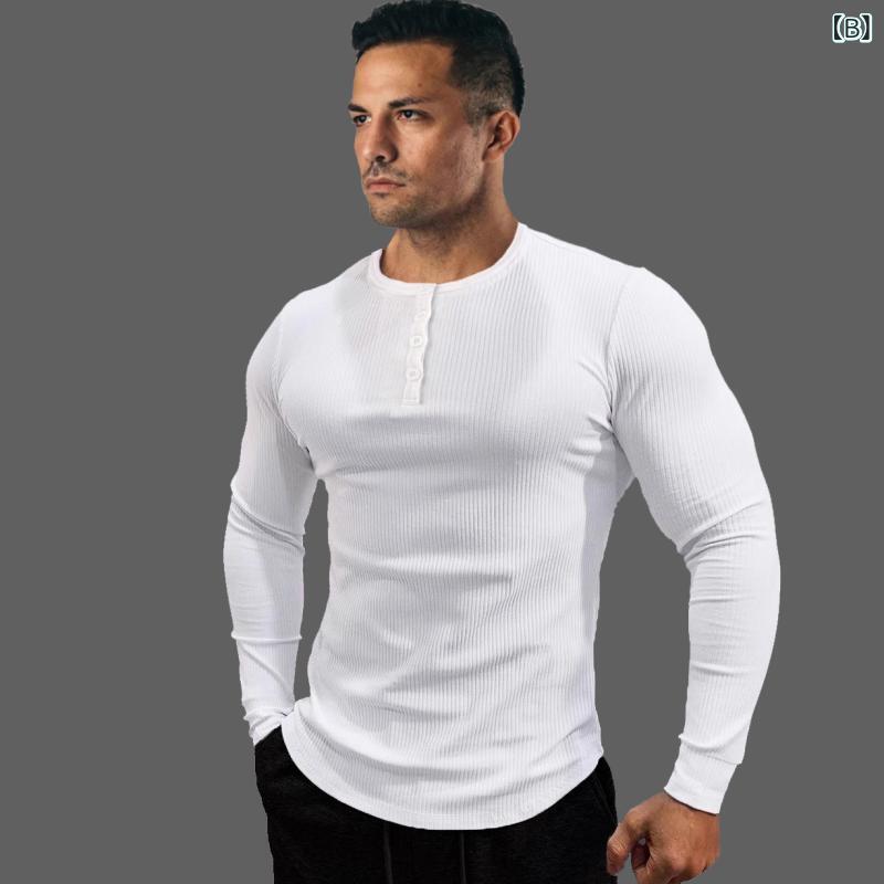 Tシャツ 男性用 スポーツウェア トレーニングウェア 長袖 ストレッチ 伸縮性 普段...