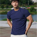 Tシャツ 男性用 コットン 半袖 無地 スポーツウェア トレーニングウェア 伸縮性 通気性 普段使い 部屋着 春夏秋冬(x2)