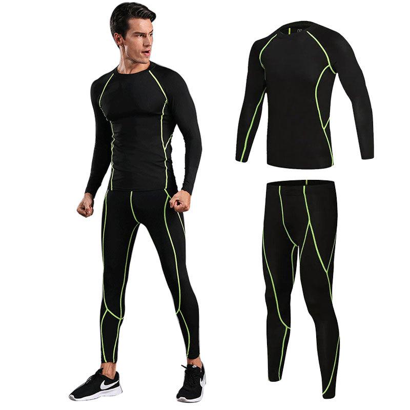 スポーツウェア メンズ セットアップ 長袖 タイツ レギンス スポーツ トレーニング ランニング 吸汗速乾 ストレッチ 秋 黒