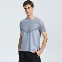 Tシャツ メンズ 男性用 スポーツウェア 接触冷感 吸湿速乾 ランニング トレーニング ウェア 半袖 丸首 ポリエステル 麻ブラック 霧ブルー 杢グレー ミント...