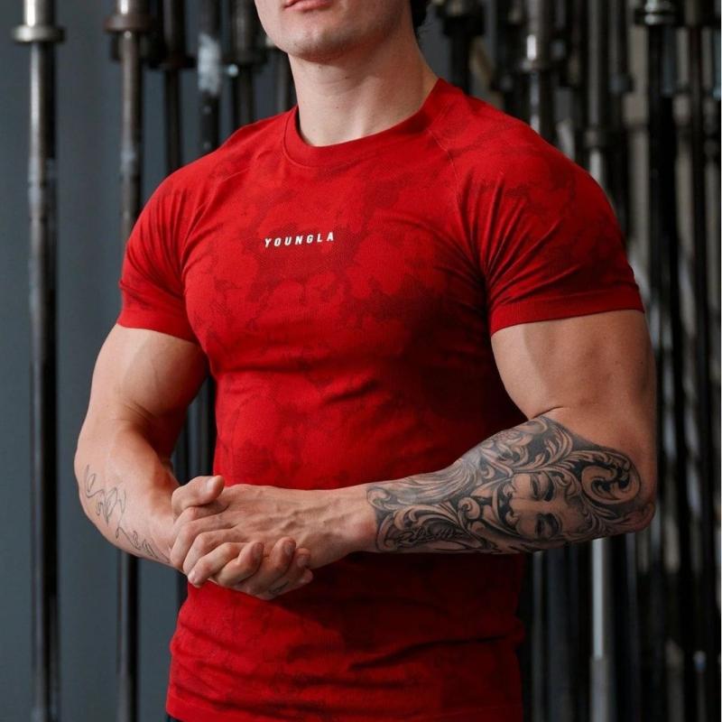 Tシャツ メンズ 男性用 迷彩 スポーツ トレーニングウェア 高弾性 ランニング フィ...