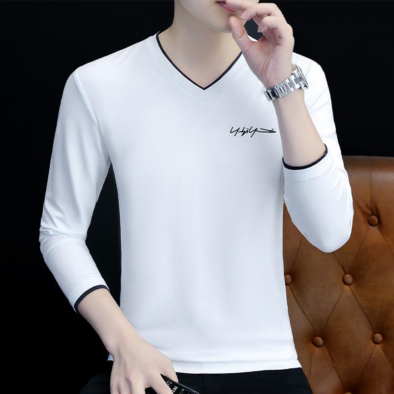 Tシャツ メンズ Vネック 長袖 スリム Tシャツ カットソー トップス コットン 伸縮性 無地 薄手 春秋 カジュアル スタイル 白 黒 紺・項目名: スタイル・値: 韓国・項目名: 主な生地の組成・値: 綿・項目名: 柄・値: 無地・項目名: フィット・値: スリム・項目名: 対象・値: 若者・項目名: タイプ・値: プルオーバー・項目名: ネックライン・値: Vネック・項目名: 袖丈・値: 長袖・項目名: 厚さ・値: 薄手・項目名: 生地・値: オーデル・項目名: 主な生地の組成含有量・値: 95%・項目名: 適用場面・値: 日常・項目名: プリントテーマ・値: 環境・項目名: 加工・値: アイロン不要・項目名: カラー・値: ホワイト, ライトグレー, ブラック, チャコールグレー, ロイヤルブルー・項目名: サイズ・値: M, L, XL, XXL, 3XL, 4XL・項目名: カテゴリ・値: Tシャツ・項目名: 袖のタイプ・値: レギュラー・項目名: 重さ・値: 約180g-250g・項目名: 素材機能・値: 通気性, 耐摩耗性・項目名: 対象年齢・値: 成人・項目名: 対象性別・値: 男性・項目名: 製品カテゴリ・値: Tシャツ
