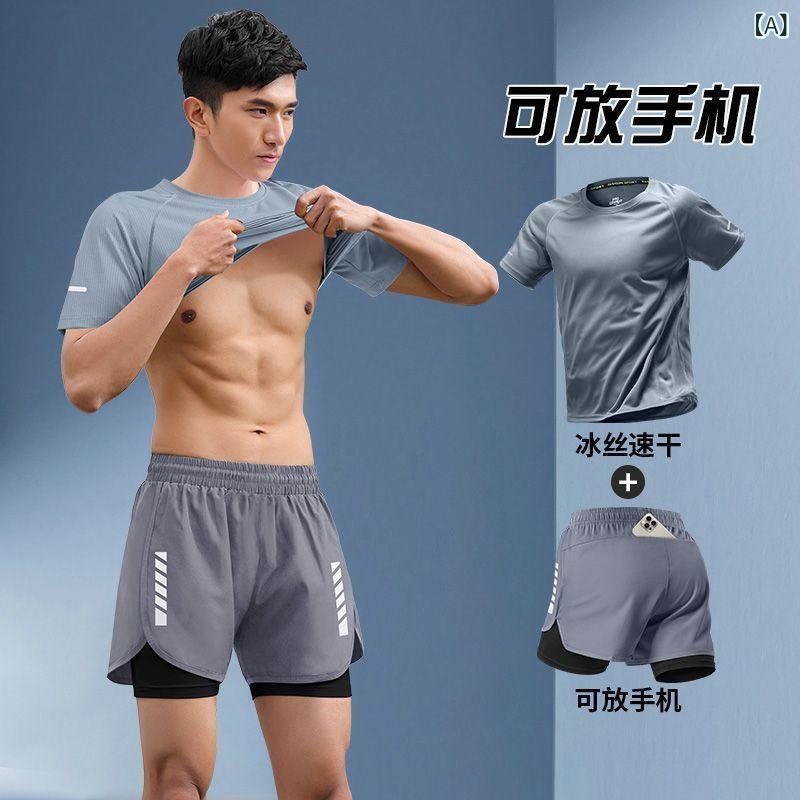 スポーツウェア メンズ 接触冷感 速乾性 トレーニングウェア 上下セット ランニングウェア ハーフパンツ ジム 運動着 グレー ブラック ポリエステル 大サイズ