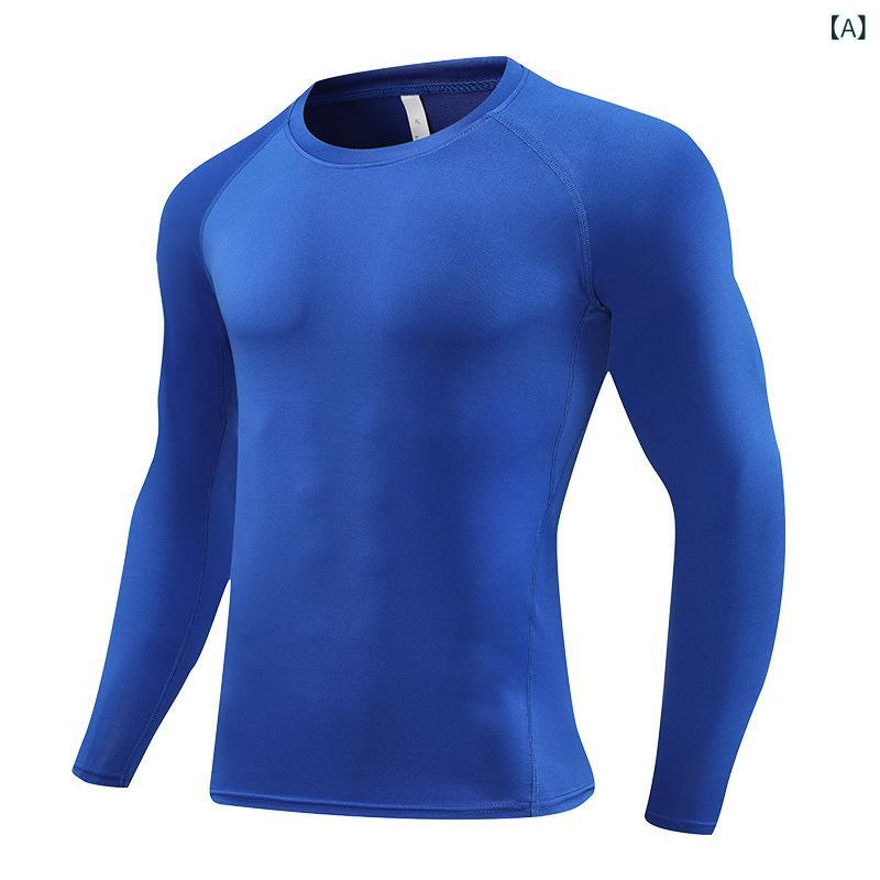 Tシャツ メンズ 男性用 長袖 高弾性 スポーツ タイト インナーシャツ 速乾 ランニ...
