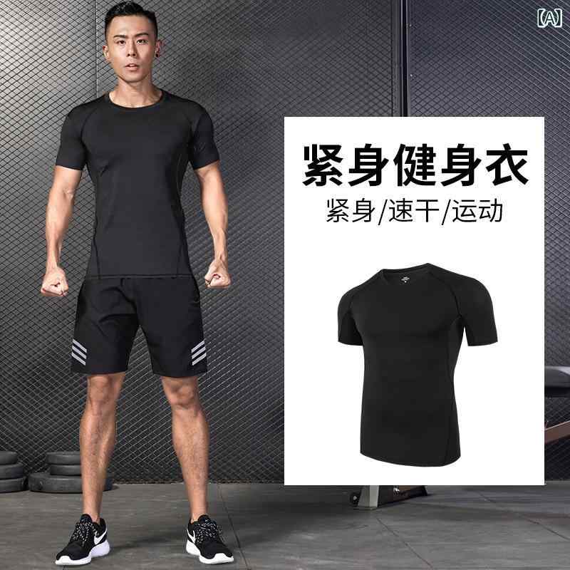 Other - スポーツウェア メンズ 上下セット 速乾 トレーニングウェア 半袖 短パン 高弾性 吸汗 ランニング ウェア 黒 ブラック グレー 接触冷感 軽量 秋 運動 部屋着 普段使い