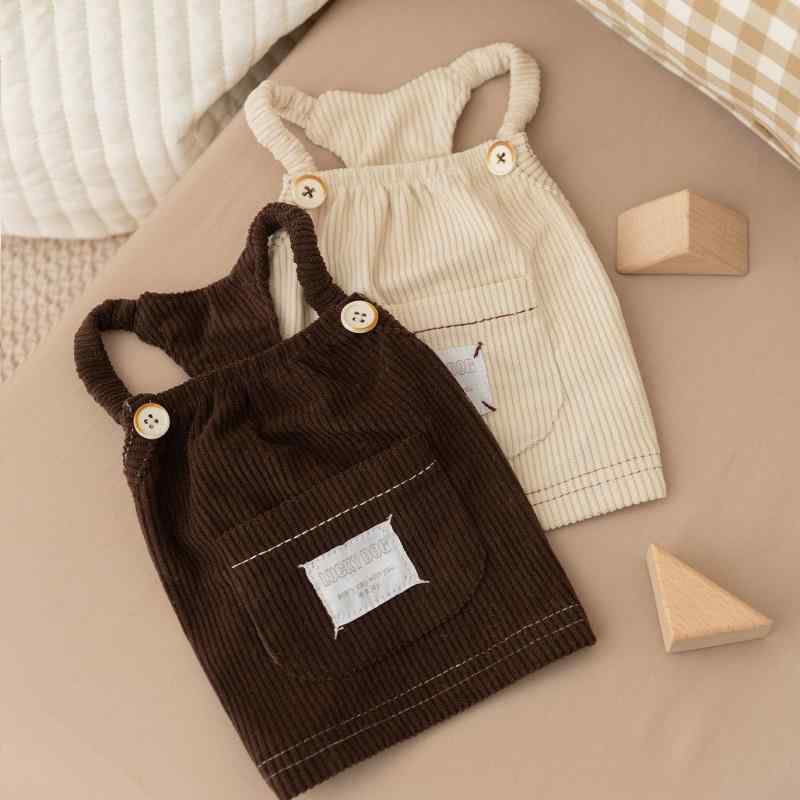 犬 服 秋冬 四脚 つなぎ 背当て ズボン ポケット 刺繍 綿 無地 サスペンダー テディ ドッグ ウェア ミ..