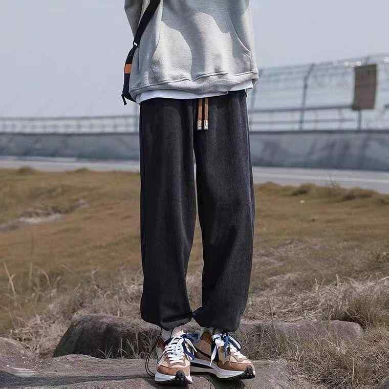 パンツ メンズ コーデュロイパンツ 秋冬 ズボン 男性用 テーパード イージーパンツ リラックス ストレート 無地 ポリエステル混紡 ブラック 黒 杏色 ベージュ コーヒー色 普段着