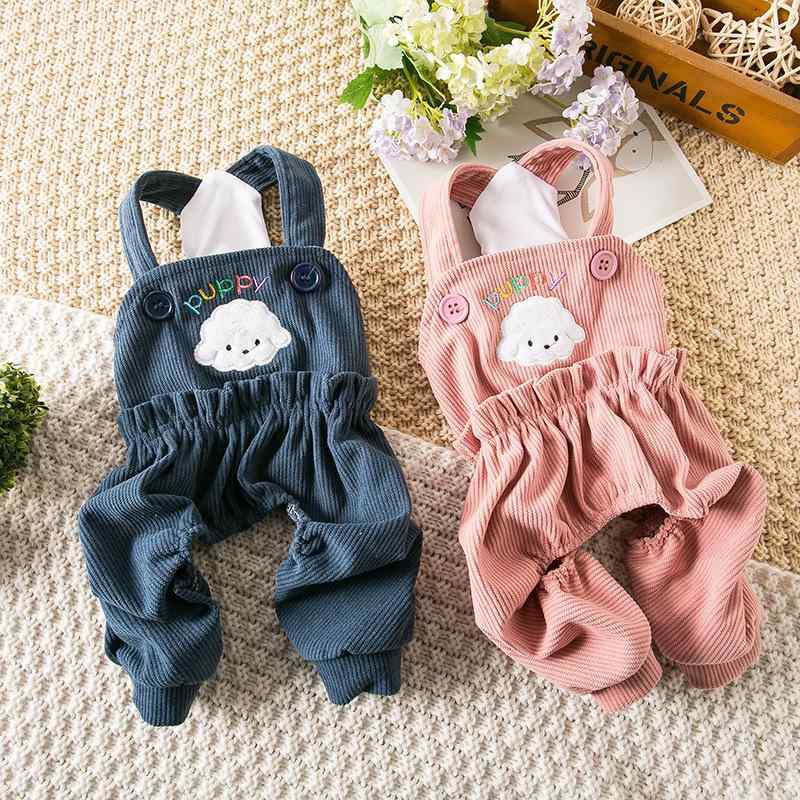 犬 服 ペット服 春秋 小型犬 背带裤 猫 コーデュロイ 軽量 かわいい 小狗背带裤 藏青 XS S M L XL