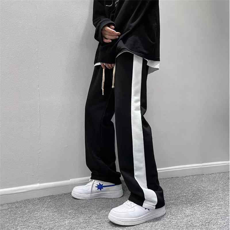 パンツ メンズ 運動 ズボン 男性用 ワイド ストレート カジュアルパンツ 綿 黒 ブラック 無地 イージーパンツ