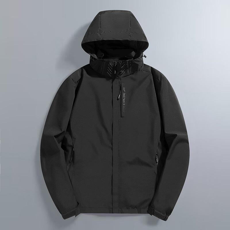 ジャケット メンズ 男性用 春秋 スポーツ カジュアル アウトドア 防風 防水 トップス ブルゾン ジャンパー 普段使い 運動着 ポリエステル 黒 ブラック 紺 ネイビー グレー
