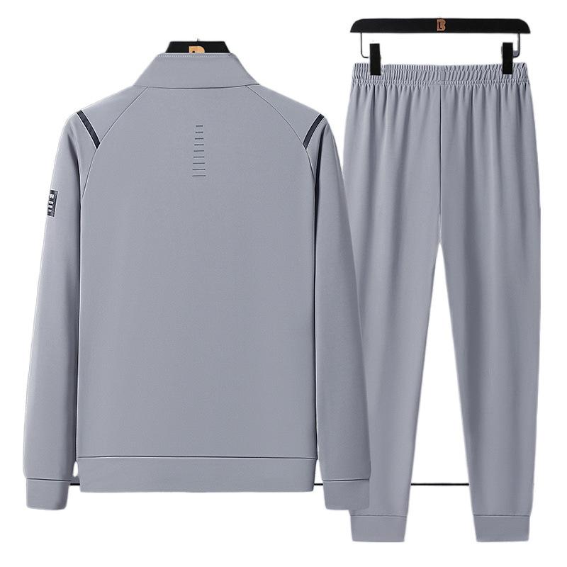 メンズ 休闲套装 春秋 针织 カーディガン スポーツウェア 大きいサイズ 立ち襟 グレー 黒 白 普段使い