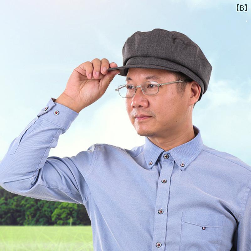 帽子 男性用 キャップ 春夏 薄手 シニア 紳士 ハンチング 浅グレー S M L 通気性(x10)