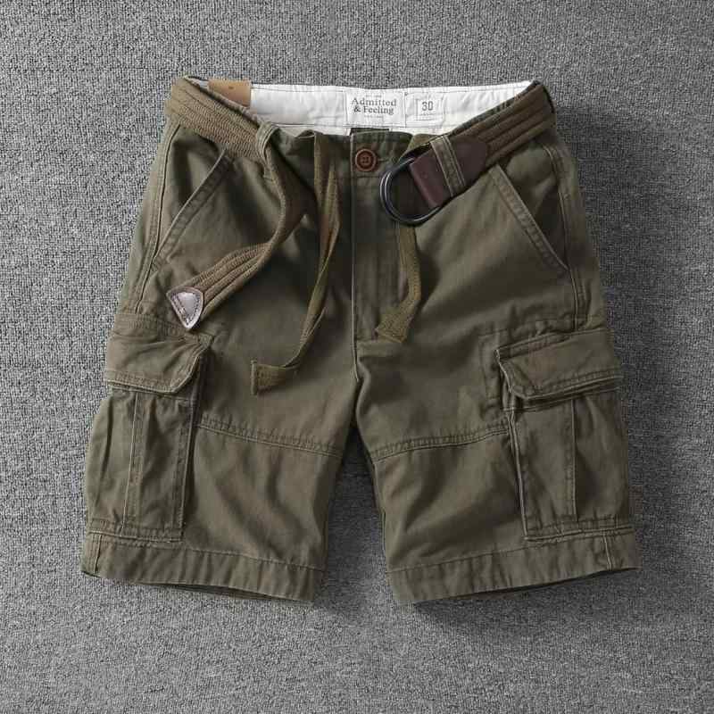 ハーフパンツ メンズ カーゴパンツ ミリタリー カーキ ゆったり ストレート 8分丈パンツ 薄手 高腰 伸縮性 普段使い 部屋着