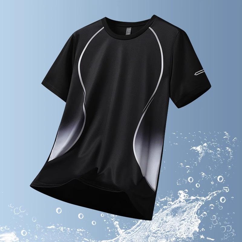 Rakuten - Tシャツ メンズ 男性用 半袖 接触冷感 接触冷感Tシャツ 薄手 ポリエステル 吸湿速乾 涼感 スポーツ ランニング トレーニング ジム 普段使い 黒 ブラック グレー 白 ホワイト