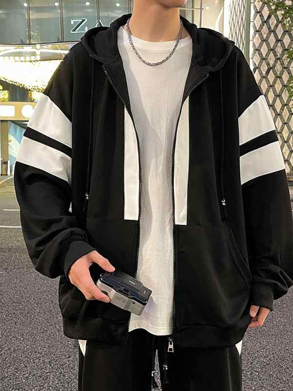 セットアップ メンズ 男性用 ジャージ スウェット スポーティ カジュアル 春秋 上下セット 運動着 部屋着 長袖 パーカー 長ズボン 黒 白