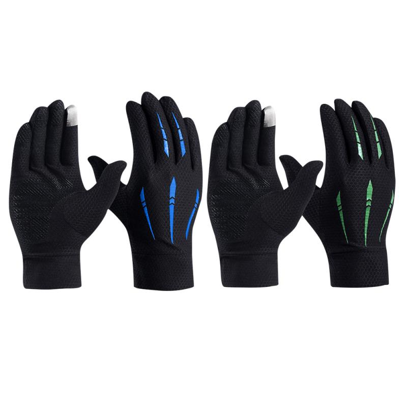 手袋 男性用 薄手 サイクルグローブ ポリエステル 通気性 滑り止め スマホ対応 自転車 ドライブ 運転 日焼け防止 春夏 赤 緑(x2)