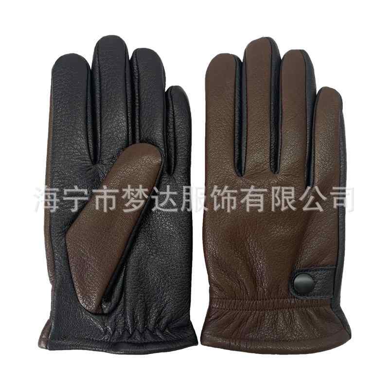 手袋 男性用 秋冬用 羊革 シープスキン グローブ レザーグローブ 防寒 暖かい バイク 自転車 ドライブ 黒 茶色(x2)