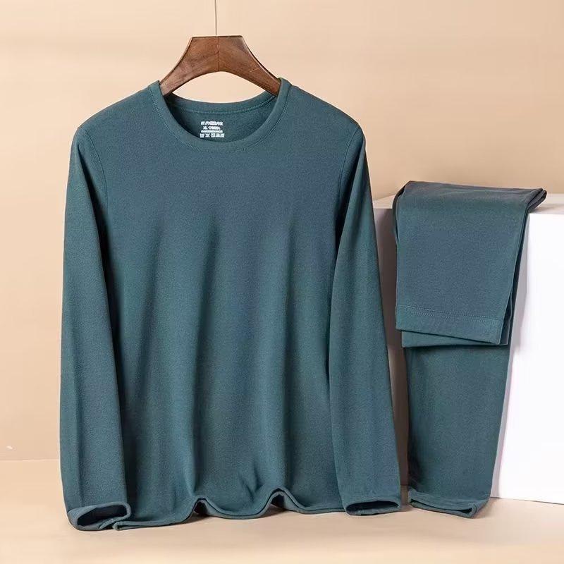 メンズ 秋冬 あったか インナー 上下セット ポリエステル 肌着 長袖 Tシャツ ロングパンツ 部屋着 ルームウェア 普段使い ダークグレー/グリーン/ブラウン/ブラック M/L/XL/2XL/3XL/4XL/5XL