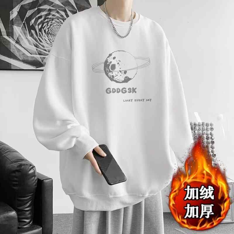 スウェット メンズ 秋冬 ゆったり 薄手 クルーネック プリント プルオーバー トップス 長袖 Tシャツ カットソー 伸縮性 部屋着 普段使い カジュアル