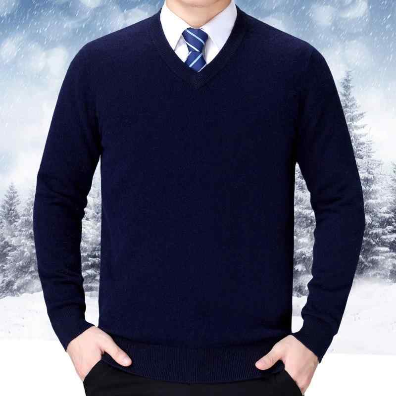 ニット メンズ 男性用 Vネック セーター プルオーバー 秋冬 厚手 ウール混 暖かい ビジネス カジュアル トップス 長袖 カットソー 赤 ..