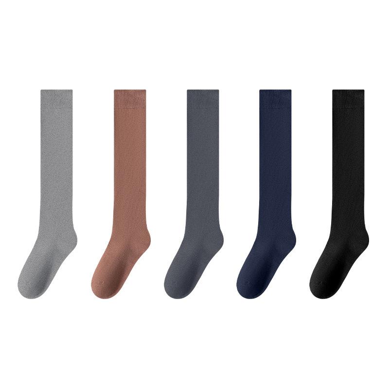 靴下 メンズ 男性用 小腿丈 ソックス 秋冬 コットン 混紡 無地 フォーマル ビジネス ドレス カジュアル 紳士 ハイソックス ブラック グレー ネイビー ブラウン