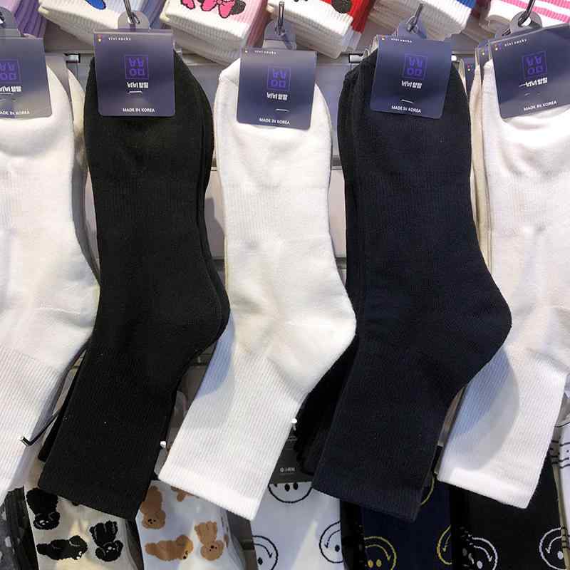 靴下 メンズ 男性用 ソックス 厚手 パイル地 綿 混紡 無地 シンプル ミドル丈 高 保温 床暖房 部屋着 秋冬 韓国製(x5)