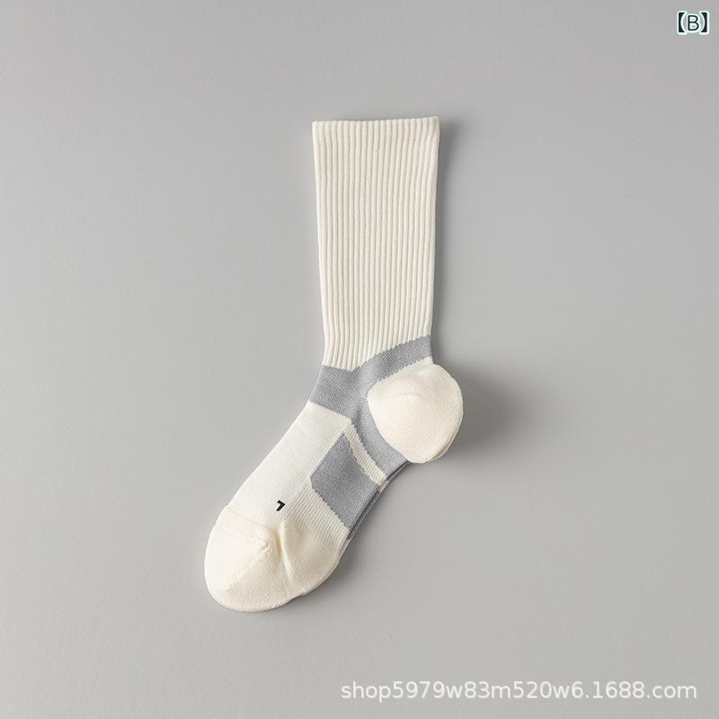 靴下 メンズ 男性用 スポーツ ソックス 中筒 厚手 パイル地 吸汗 防臭 滑り止め ランニング バスケットボール オールシーズン ブラック ホワイト グレー