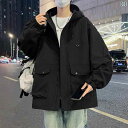 太めの メンズ ゆったり 大きめ フード 付き ジャケット 春秋 ワークウェア アウトドア 登山 服 プラスサイズ コートオシャレ