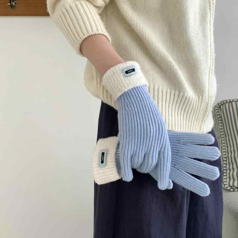 手袋 レディース 秋冬 スマートフォン対応 ニット手袋 防寒 暖かい グローブ 自転車 バイク 海塩栀子ブ..