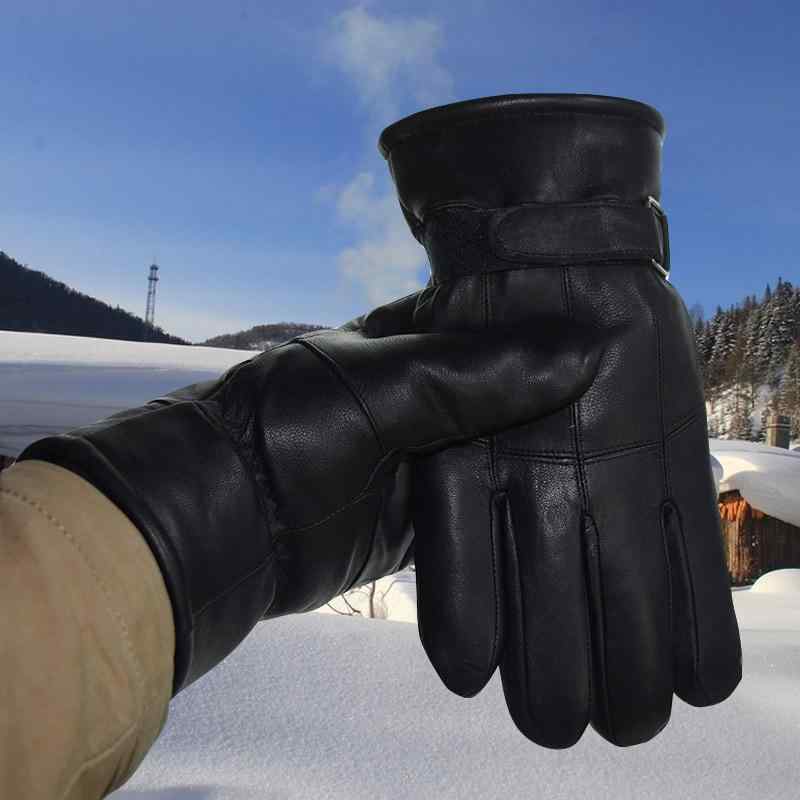 手袋 メンズ レディース 防寒 グローブ シープスキン 革 手袋 スマートフォン対応 男性用 女性用 ブラ..