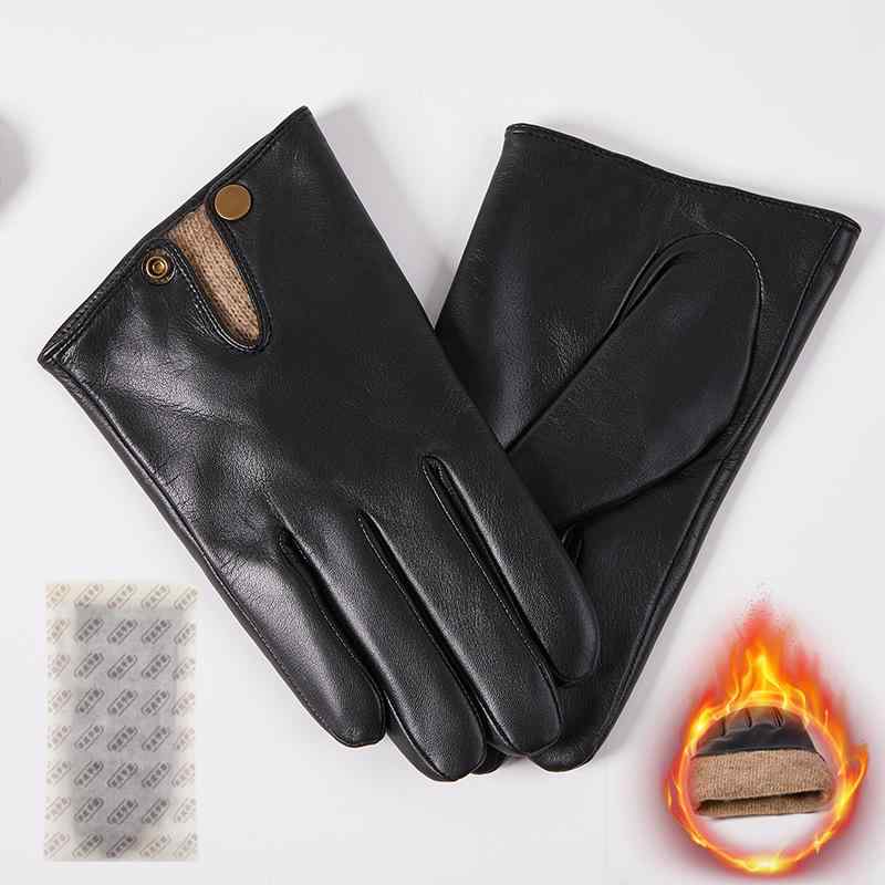 手袋 メンズ 男性用 レザーグローブ 山羊革 シープスキン 手袋 スマートフォン対応 防寒 暖かい 裏起毛 秋冬 通勤 普段使い バイク(x2)