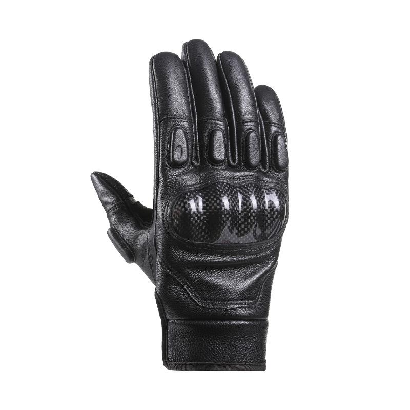 バイク グローブ 男性用 レザー 秋冬 防寒 防風 炭素繊維 タッチパネル対応 オートバイ 自転車 運転 羊革 黒