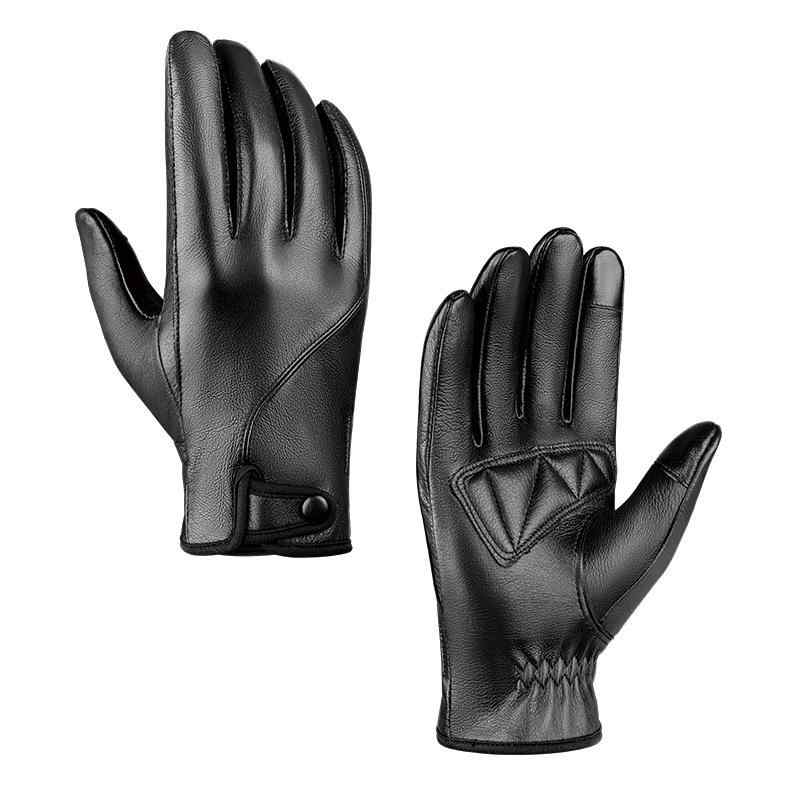 手袋 男性用 牛革 手袋 グローブ 裏起毛 厚手 防寒 防風 接触パネル バイク 自転車 運転 ドライブ 通勤 ビジネス 秋冬