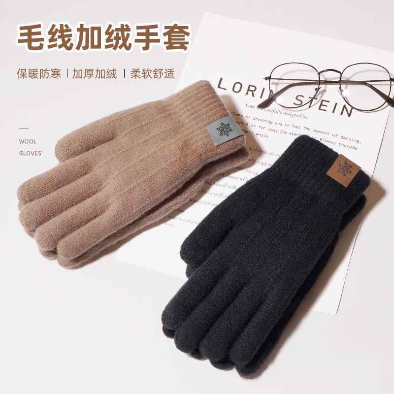 手袋 メンズ 男性用 冬用 防寒 手袋 グローブ ニット 毛糸 裏起毛 暖かい あったか 防風 寒さ対策 自転車 バイク 通勤 通学 普段使い グレー ブラック カーキ ブルー