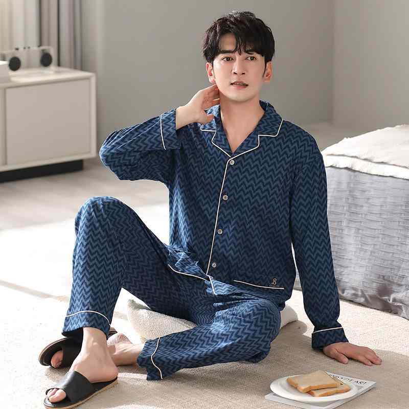 パジャマ メンズ 男性用 春秋 上下セット 綿 長袖 襟付き 薄手 快適 部屋着 ルームウェア 寝間着 リラ..