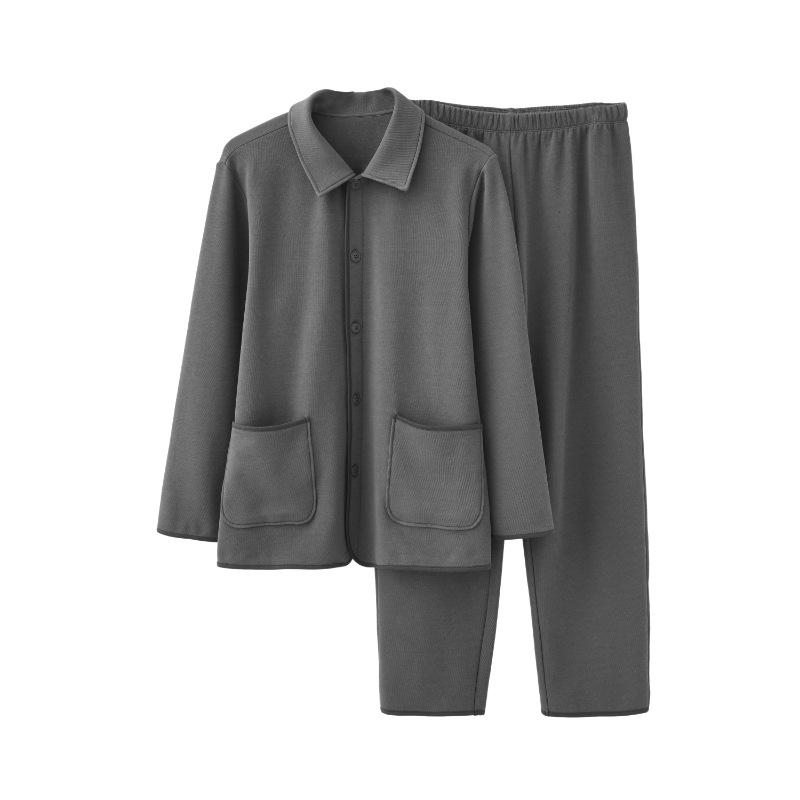 パジャマ メンズ 男性用 寝巻き 上下セット フリース 厚手 暖かい 冬用 部屋着 ルームウェア 長袖 長ズボン 襟付き 伸縮性 ポリエステル 普段使い リラックスウェア