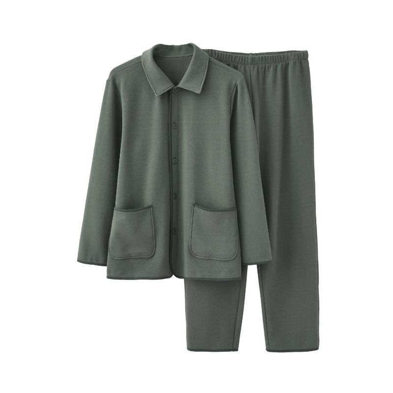 パジャマ メンズ 男性用 寝巻き 上下セット フリース 厚手 暖かい 冬用 部屋着 ルームウェア 長袖 長ズボン 襟付き 伸縮性 ポリエステル 普段使い リラックスウェア