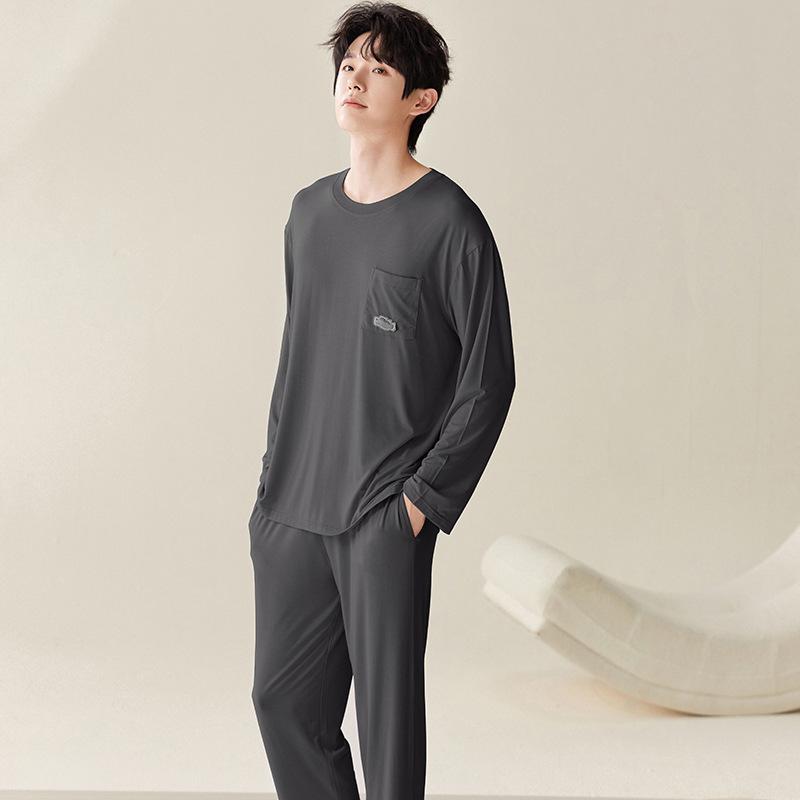 パジャマ メンズ 男性用 長袖長ズボン モダール セットアップ 部屋着 ルームウェア 寝間着 リラックス..