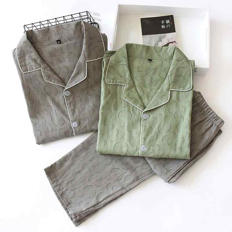 パジャマ メンズ 男性用 春夏 薄手 長袖 長ズボン 綿 ガーゼ 大きいサイズ 快適 涼しい 通気性 ルーム..