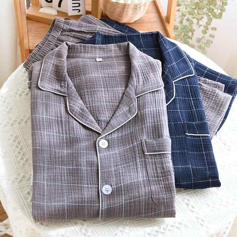 パジャマ メンズ 男性用 綿 格子柄 長袖 薄手 楊柳 クレープ 襟付き 部屋着 リラックスウェア ルームウェア 大きいサイズ 春秋 グレー・カテゴリ: セットアップ ・素材: 綿 ・スタイル: セットアップ ・主な素材: 綿 ・厚さ: 薄...