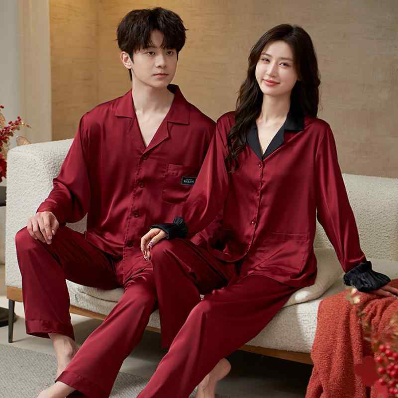 パジャマ レディース メンズ 長袖 接触冷感 薄手 ルームウェア 上下セット ポリエステル 部屋着 寝間着 通気性 酒紅 黒 白