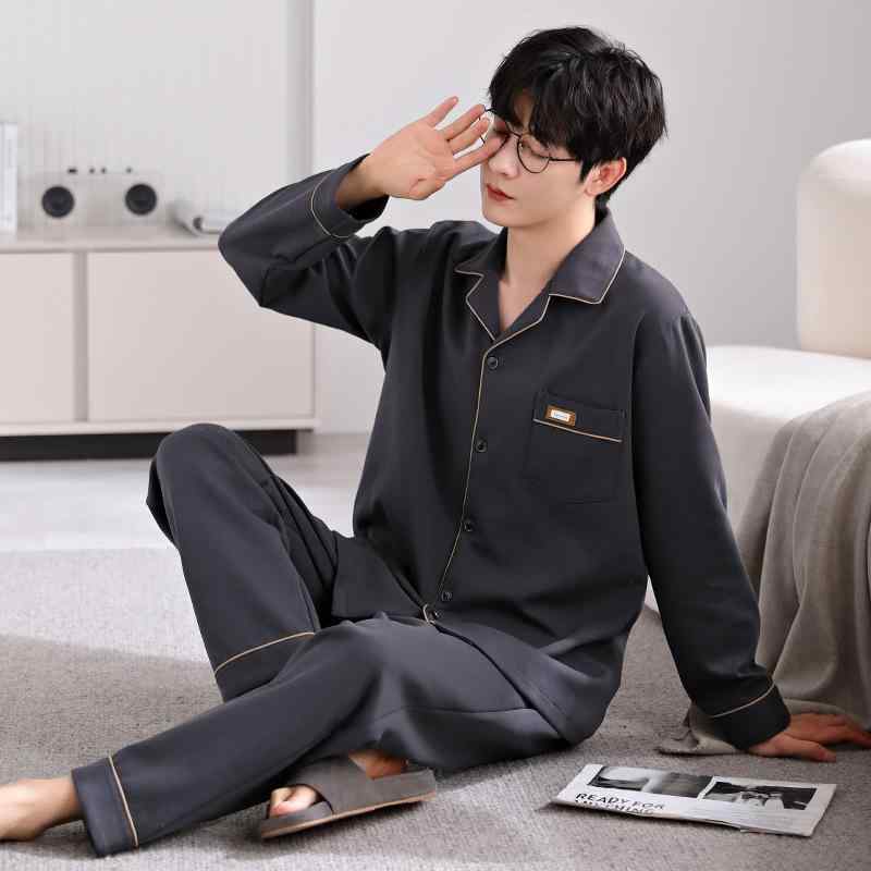 パジャマ メンズ 長袖 綿 上下セット ルームウェア 部屋着 寝巻き 男性用 春秋冬 ストライプ柄 襟付き コットン 伸縮性 通気性 リラックス ウェア 大きいサイズ ゆったり カジュアル 普段使い
