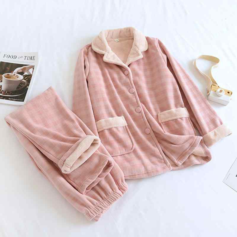 パジャマ レディース メンズ フランネル 長袖 長ズボン 上下セット ポリエステル あったか 暖か 保温 秋冬 ルームウェア 寝巻き 部屋着 かわいい シンプル