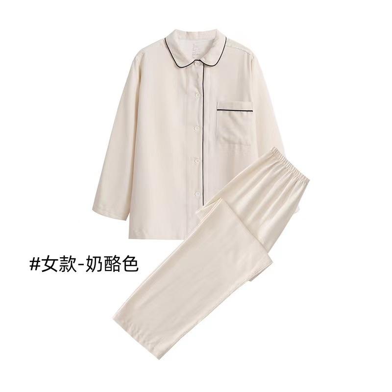 パジャマ レディース メンズ ルームウェア 上下セット 寝巻き 綿 フランネル 厚手 暖かい 長袖 長ズボン 襟付き 部屋着 秋冬 ペア かわいい チェック 無地 M L XL 2XL