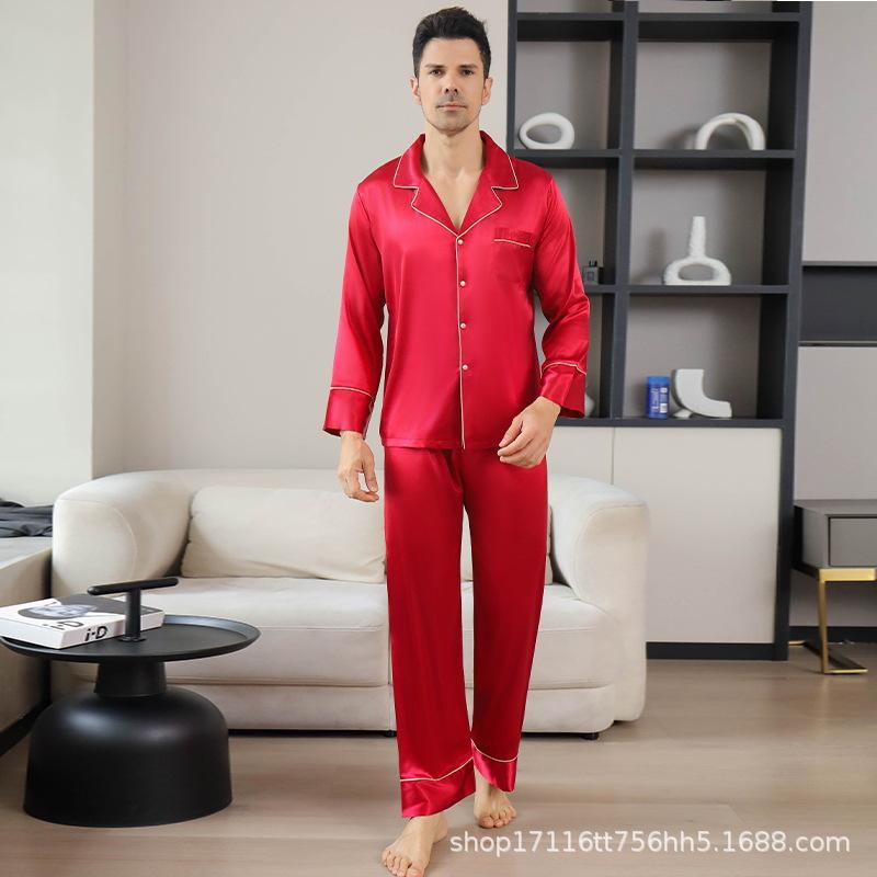 パジャマ レディース メンズ 春夏 長袖 セットアップ 男性用 女性用 部屋着 ルームウェア ポリエステル 夫婦 ペア 接触冷感 通気性 伸縮性 レッド ベージュ ブラック