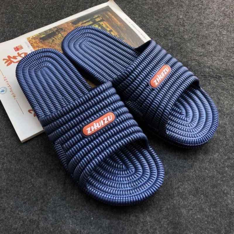 サンダル メンズ レディース 厚底 フラット 室内 スリッパ ルームシューズ 滑り止め 柔らかい PVC 銀グレー ダークブルー 男性用 女性用 部屋履き 普段使い(x2)