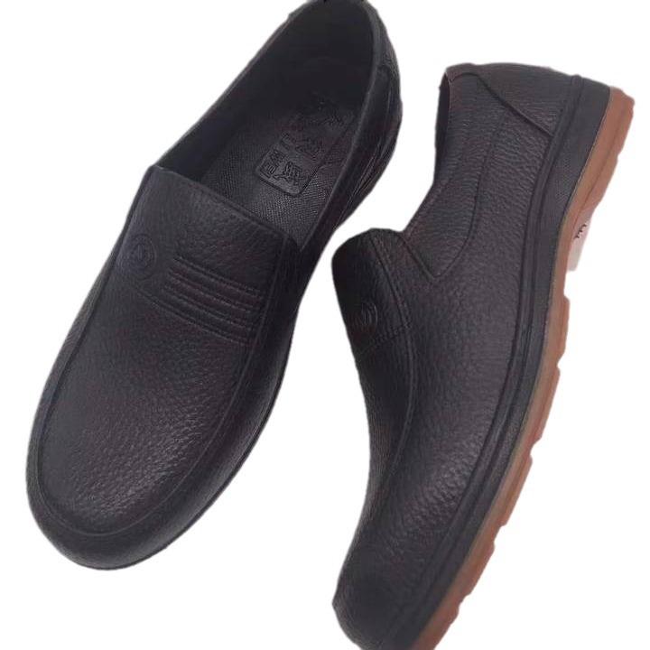 靴 メンズ 男性用 ワークシューズ カジュアル コンフォート ローヒール ラウンドトゥ 無地 ブラック(x50)