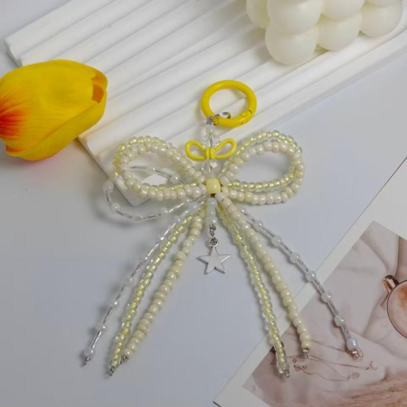 Key Holder - バッグ レディース かわいい 虹色 INS 夜光 蝶結び ビーズ DIY キーホルダー 韓国 スマホチェーン ゆめかわ ガーリー
