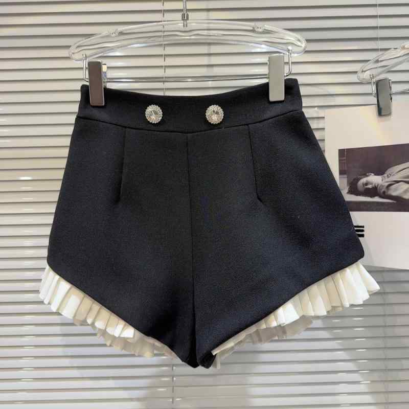 ショートパンツ レディース 春夏 キュロットパンツ Aライン ゆったり ホットパンツ フリル 接触冷感 黒