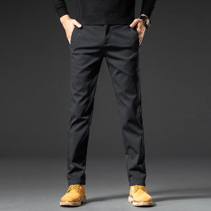 パンツ メンズ 男性用 カジュアルパンツ 秋冬 ストレート 伸縮性 コットン 普段使い ブラック グレー ネイビー